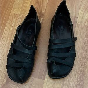 Vintage Cydwoq Shoes Women's Jail Flats Mary Jane Black Leather Cross Strap 36